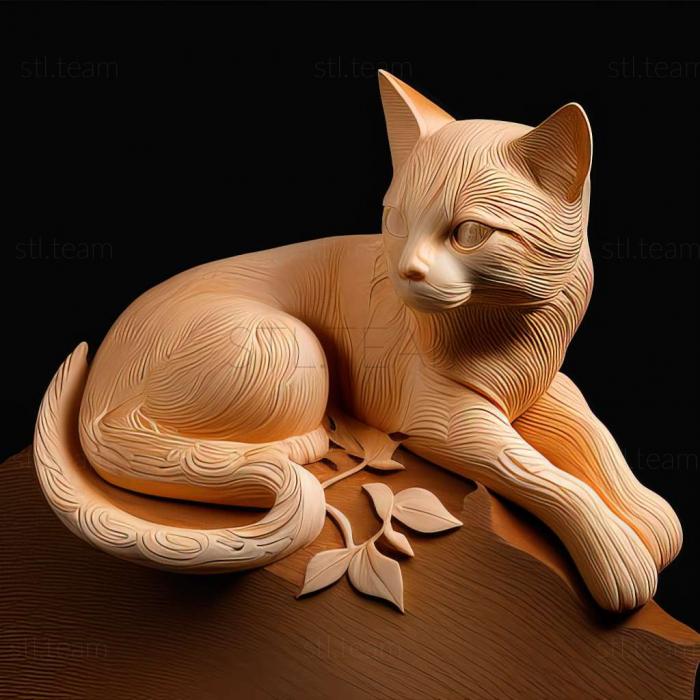 3D model Japanese Bobtail cat (STL)